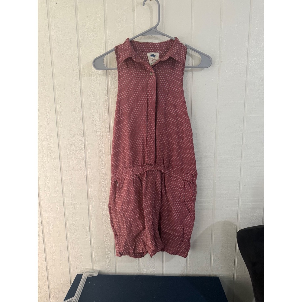 Wild Blue x Sadie Robertson Mauve Leaf Print Sleeveless Button Front Romper M